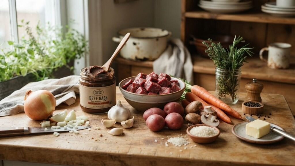 Fresh ingredients ready for a savory beef dish
