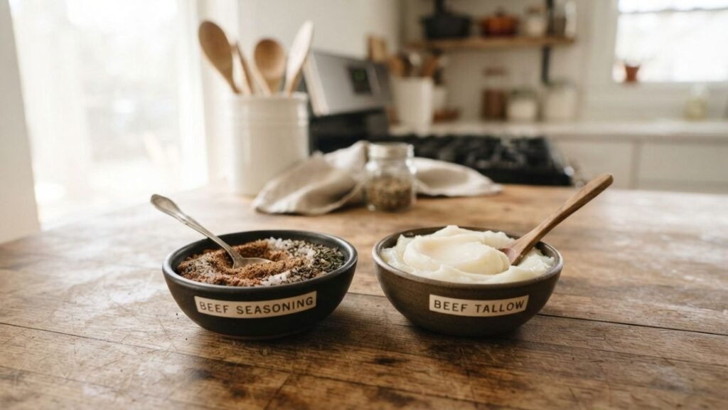Fresh herbs and spices used to add flavor to a dish