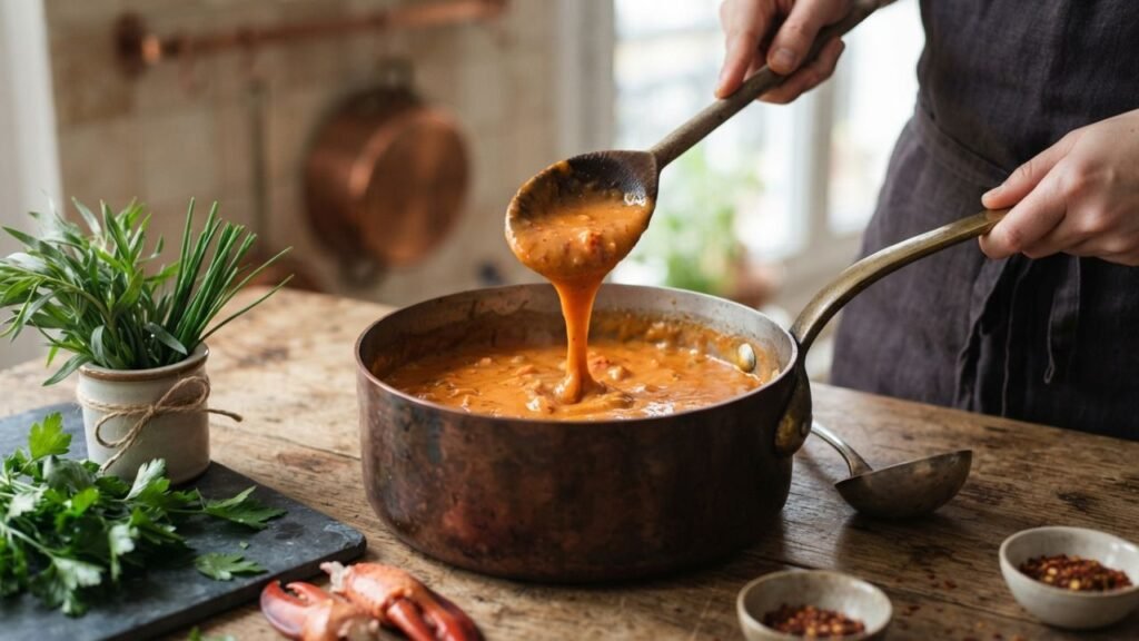 sauce cooking gently in a pan