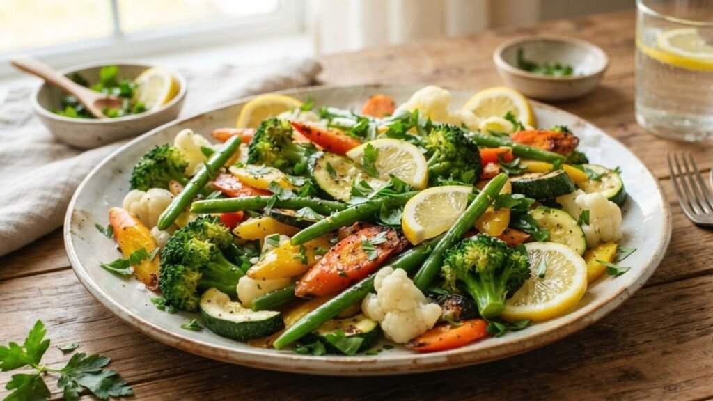 Finished Vegetable du Jour with mixed vegetables