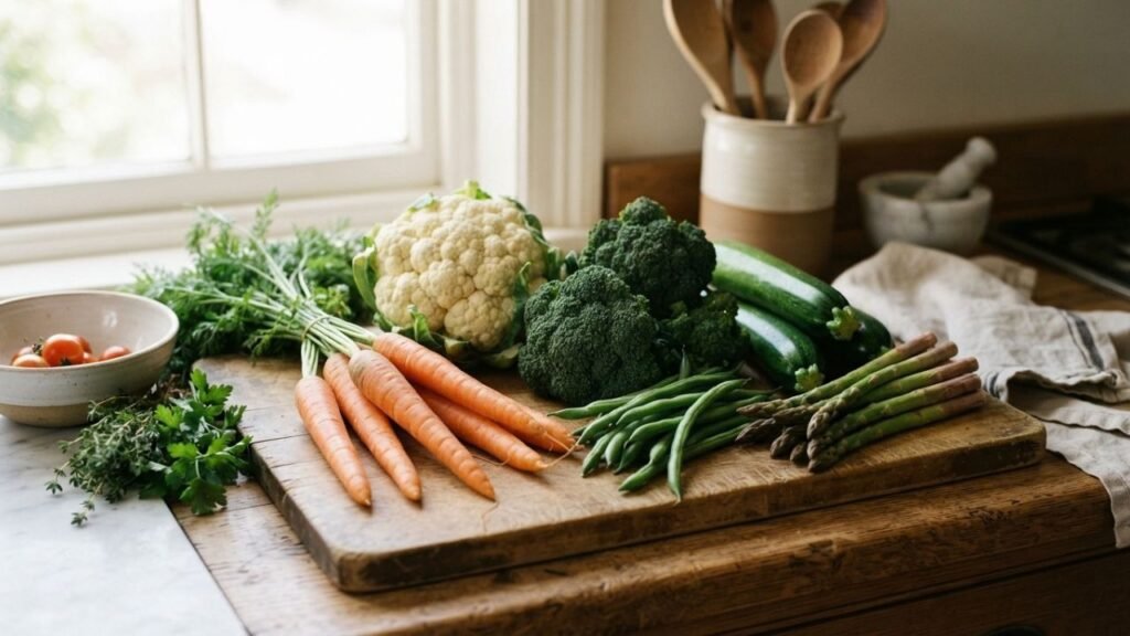 Fresh seasonal vegetables for Vegetable du Jour