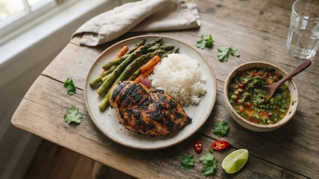 Homemade Poyo Poyo Sauce served with grilled food