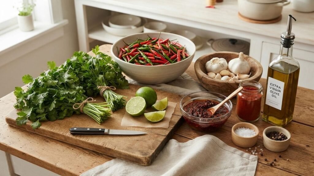 Ingredients for homemade chili sauce