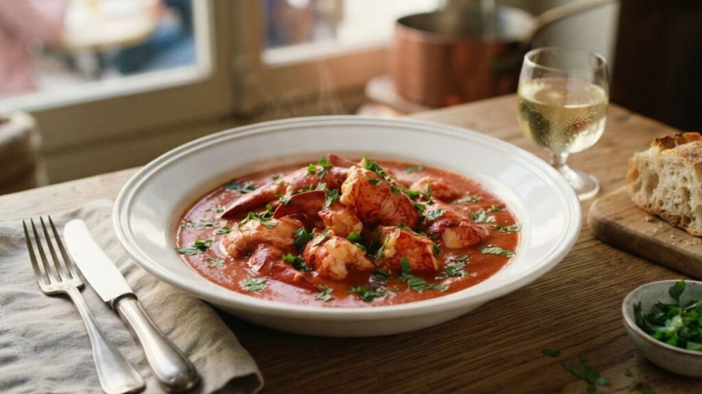 classic French seafood dish with lobster