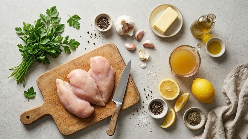 Chicken breast with garlic lemon and parsley
