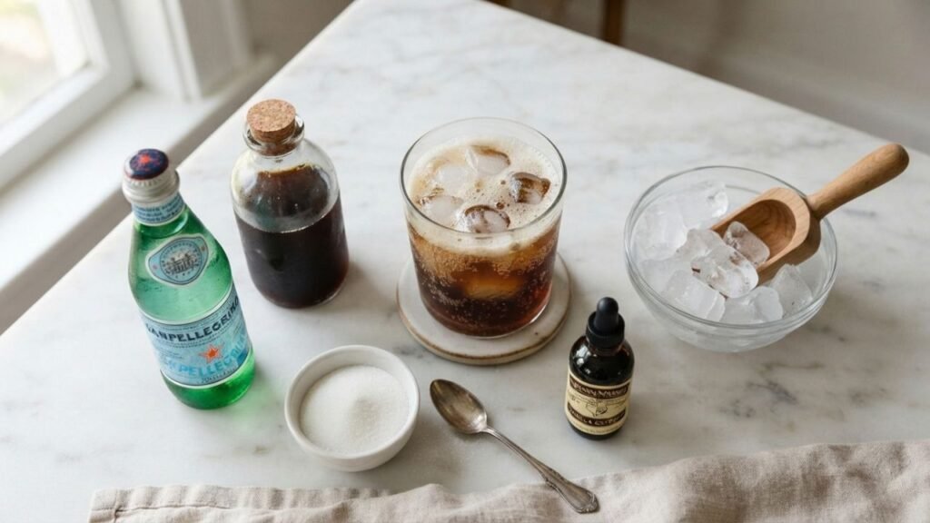 Ingredients for Brasilena-style coffee soda