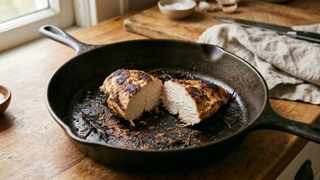 Overcooked chicken breast