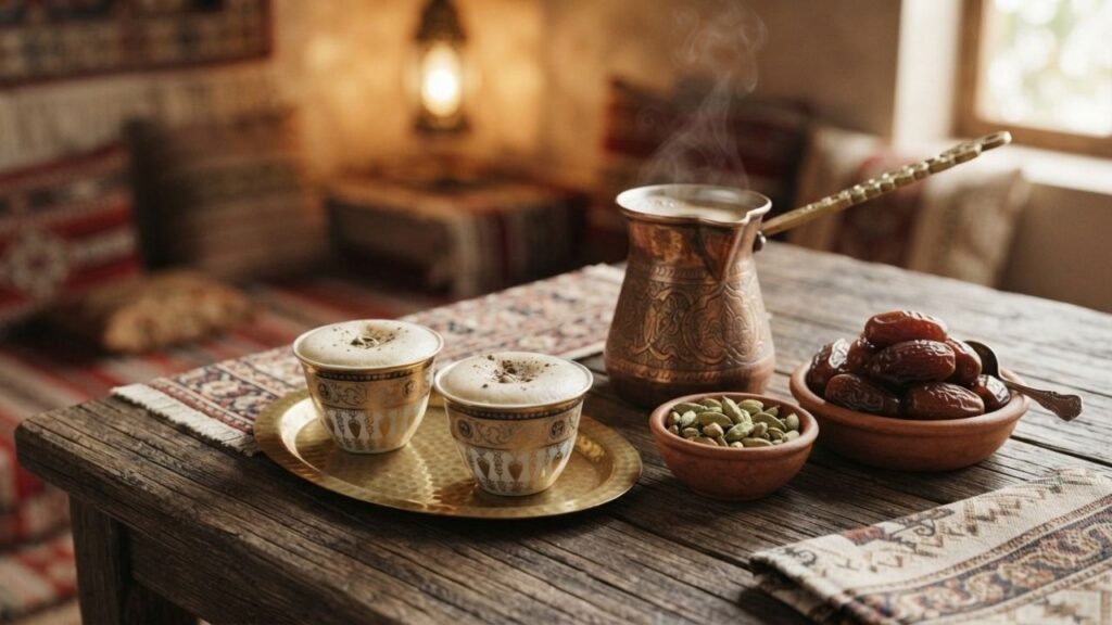 Homemade Mofawar Coffee with dates