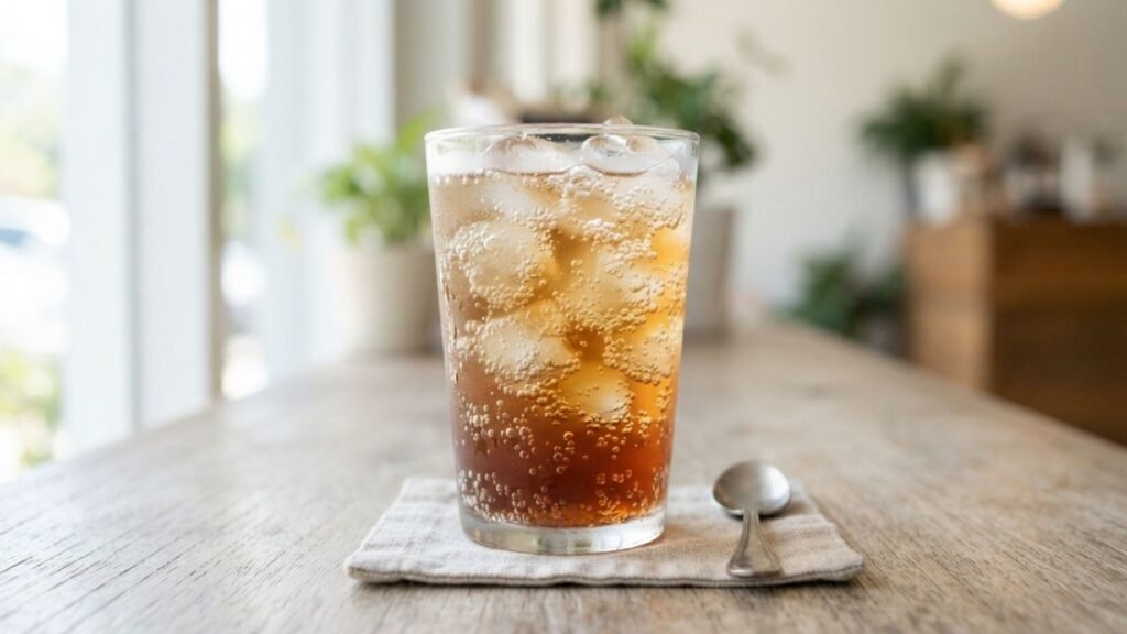Smooth coffee soda with balanced flavor