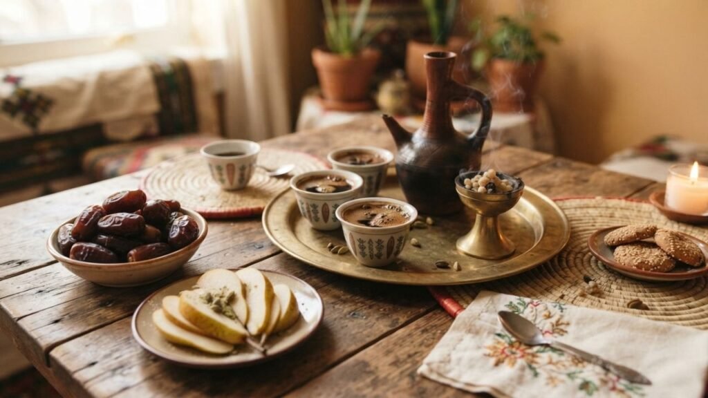 coffee served with fresh dates