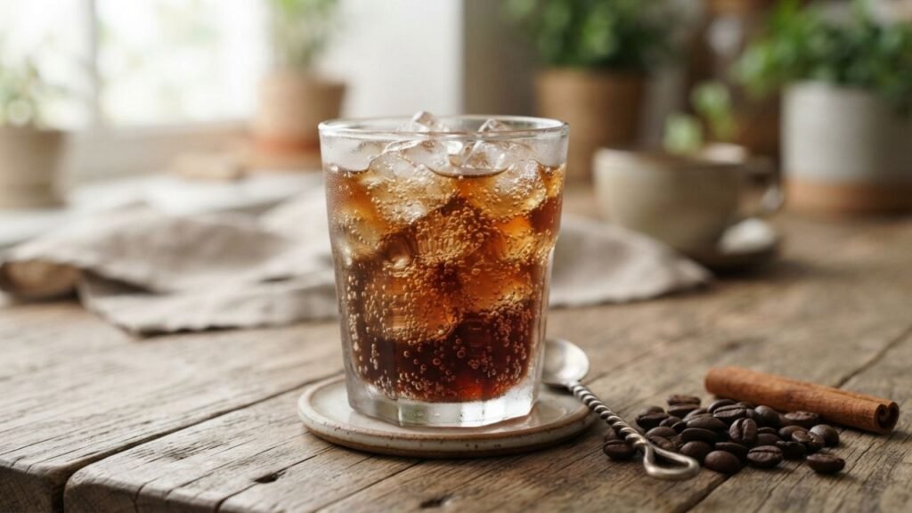 Brasilena-style coffee soda served over ice