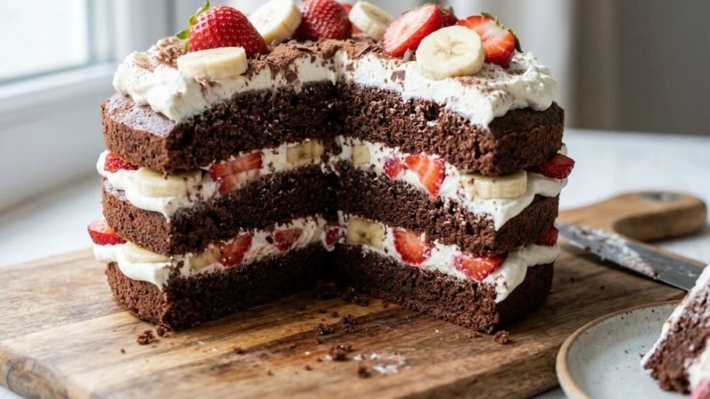 Moist chocolate cake with a soft crumb and cream filling