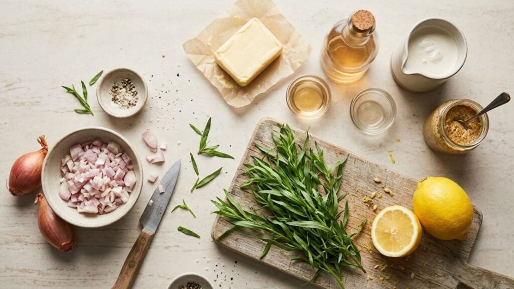 Fresh tarragon, shallots, and vegan butter