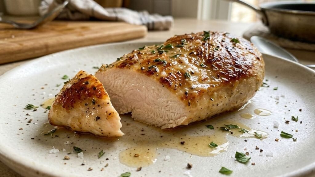 Dry chicken breast on a plate